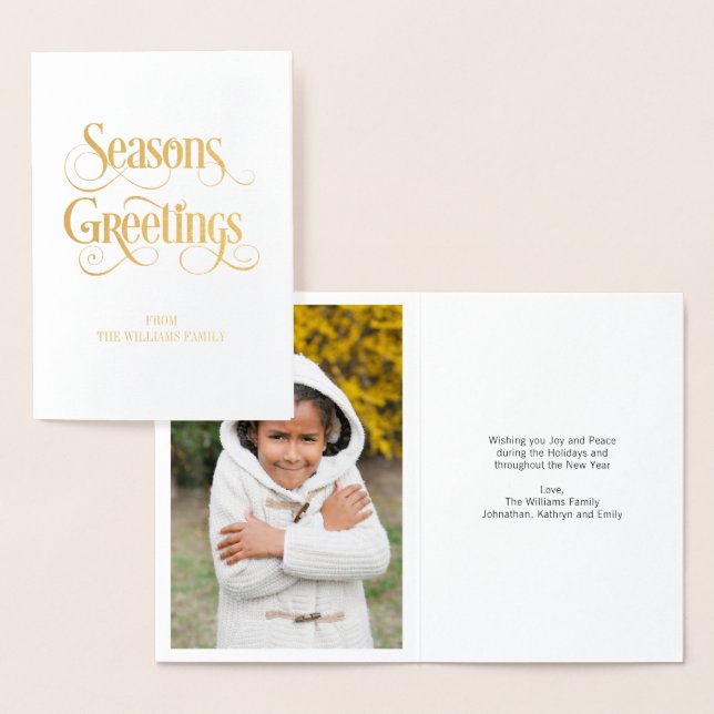 Dorée Gold Foil Classic Seasons Salutation Carte de vaca (Affichage)