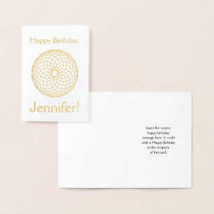 Dorée Gold Foil "Joyeux anniversaire, Jennifer !" Carte