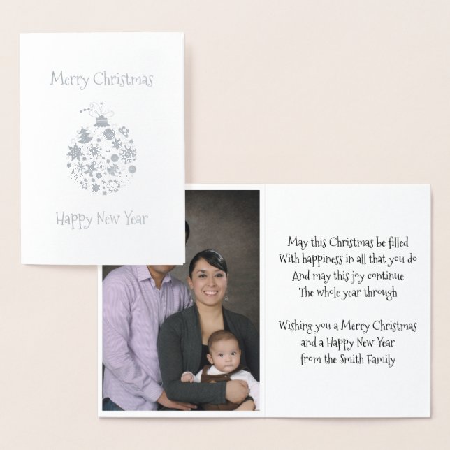 Dorée Gold Foil Retro Noël Ornament Carte de voeux (Affichage)