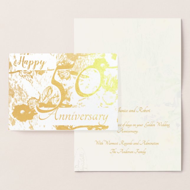 Dorée Joyeux 50e anniversaire de Mariage d'or avec carte (Affichage)