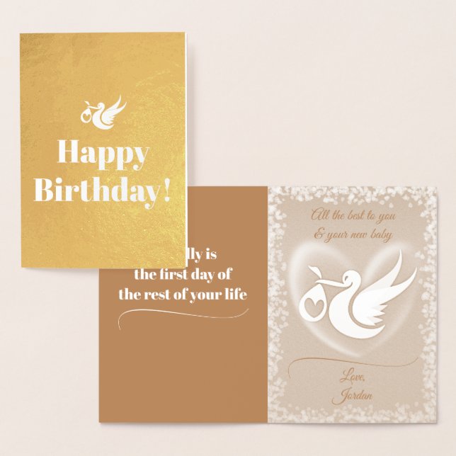 Dorée Joyeux Anniversaire Carte en Papier d'Aluminium Bé (Affichage)