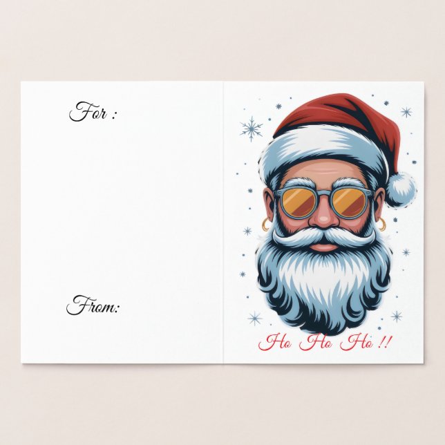 Dorée Joyeux Noël Carte en Aluminium Santa (Intérieur)