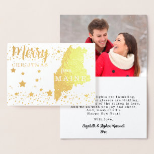 Dorée Joyeux Noël de la carte Foil Photo de Maine State