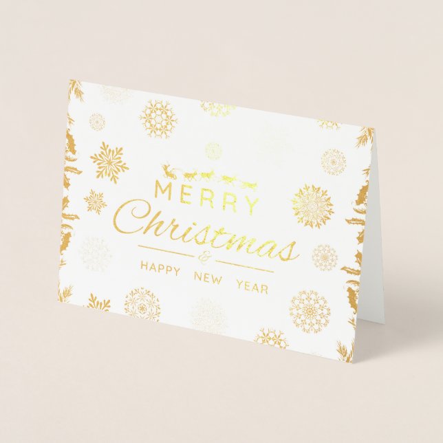 Dorée Joyeux Noël et Bonne année Carte (Devant)