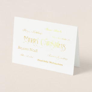 Dorée Joyeux Noël Mot Cloud Foil Carte de voeux