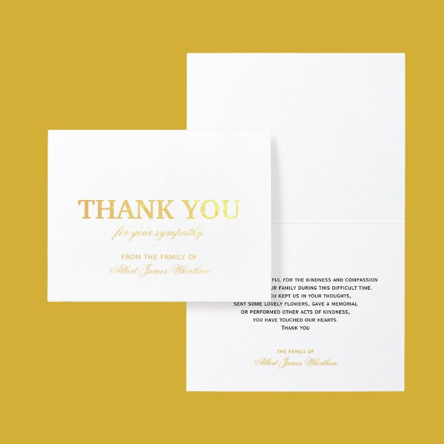 Dorée Luxe Sympathy Carte de remerciements Gold Foil (Créateur téléchargé)