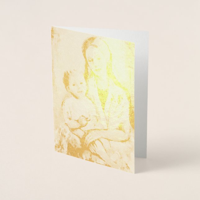 Dorée Madonna avec Carte de voeux en feuille d'or Enfant (Devant)