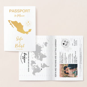 Dorée Mariage Destination Passport Carte du monde Mexiqu