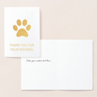 Dorée Merci Empreinte de patte pour votre carte de fidél