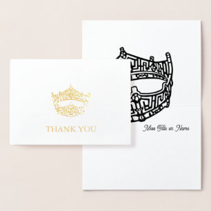 Dorée Miss America Crown Gold Foil Carte de remerciement