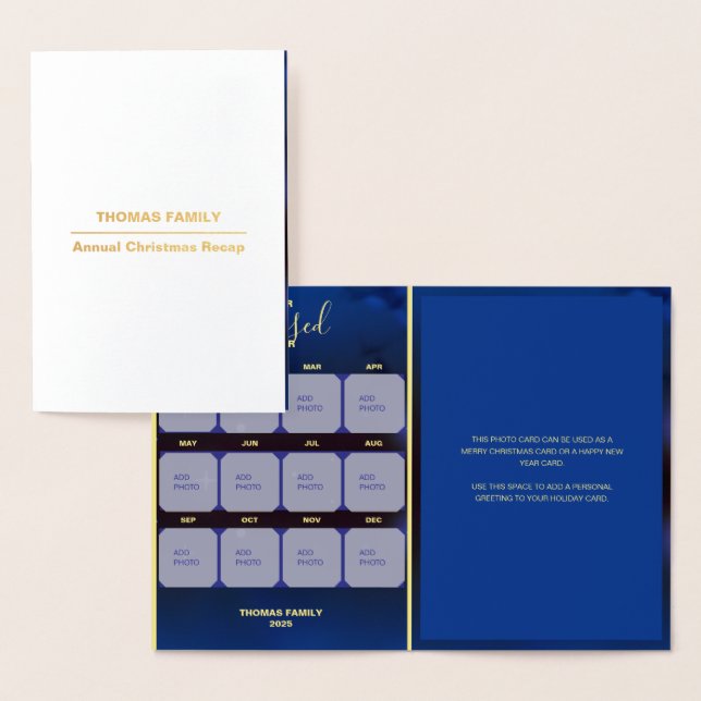 Dorée Notre carte à paillettes de vacances photo de l'an (Affichage)