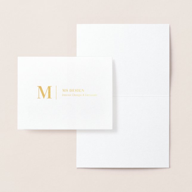 Dorée Papier à en-tête monogramme moderne, carte de visi (Affichage)