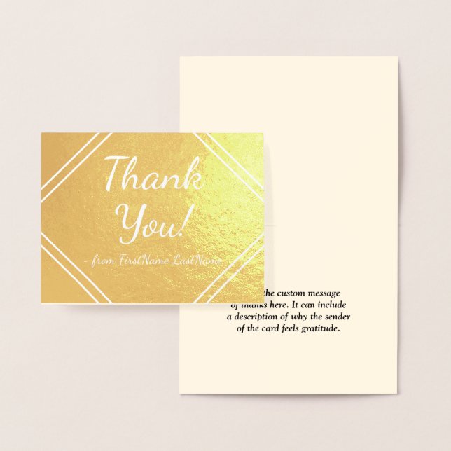 Dorée Personnalisé et de base "Merci" ! Carte (Affichage)