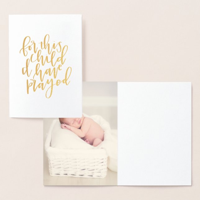 Dorée Personnalisé Pour Cet Enfant J'Ai Prié Carte (Affichage)