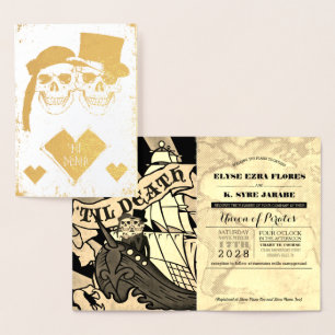 Dorée Pirate Mariage Gold Foil Passeport Carte Foil