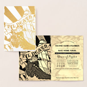Dorée Pirate Mariage Gold Foil Passeport Carte Foil
