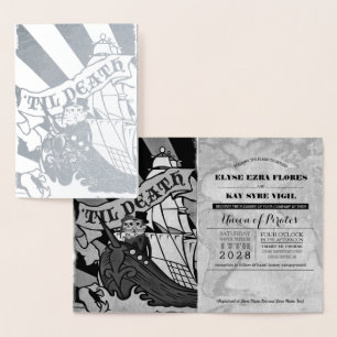 Dorée Pirate Mariage Silver Foil Passeport Carte Foil