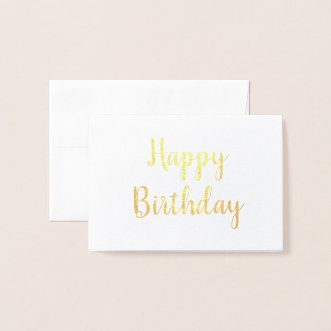 Dorée simple carte de calligraphie d'anniversaire heureu (Devant avec enveloppe)