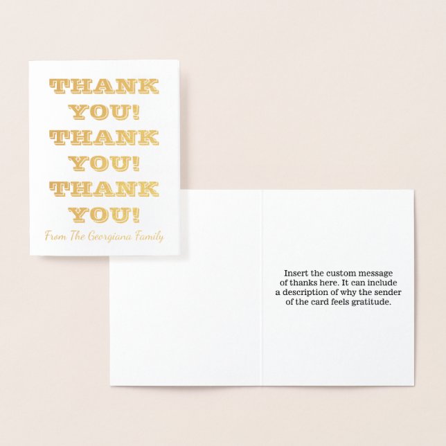 Dorée Simple et Customisé "MERCI !" Carte (Affichage)