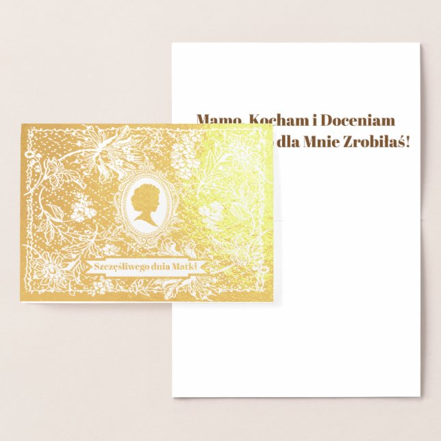 Dorée Szczęśliwego Dnia Matki - Carte Karta (Affichage)