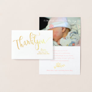 Dorée VÉRÉVÉRÉAL MERCI Carte photo de Baby shower