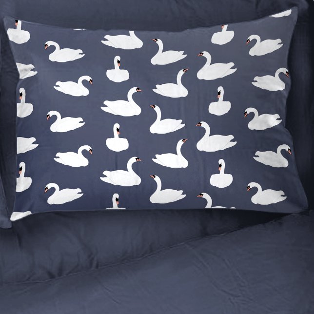 D'oreillers Housse de coussin à motif cygne bleu moderne migno (Swan Pillow)