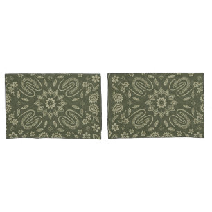 D'oreillers Housse de coussin bandana paisley vintage crème et