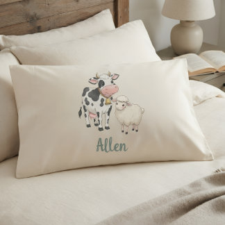 D'oreillers Housse de coussin bébé personnalisée avec vache mi