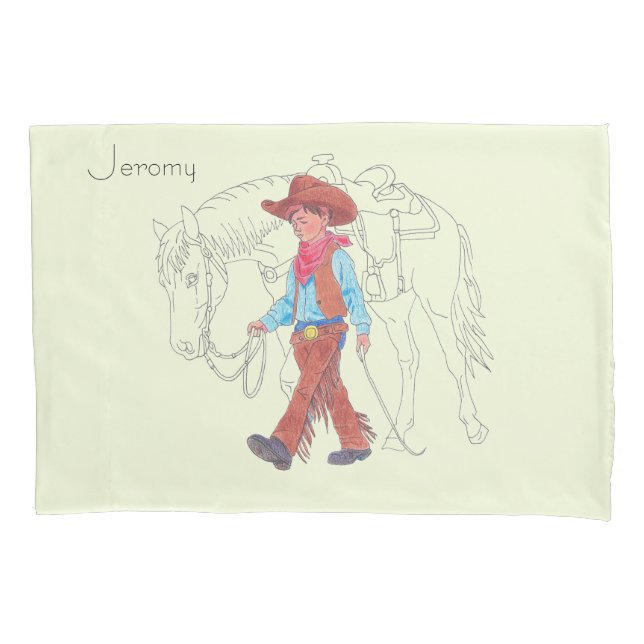 D'oreillers Housse de coussin Cowboy et Cheval Garçons Mignons (devant)