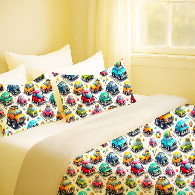 D'oreillers Housse de Coussin de Nursery pour Enfants avec des (Cute Cartoon Cars Colorful Kids Nursery Pillowcase)