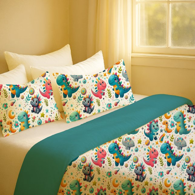 D'oreillers Housse de Coussin Dinosaure pour Nurserie Bébé Din (Cute Baby Dinosaur Teal Nursery Dino Pillowcase)