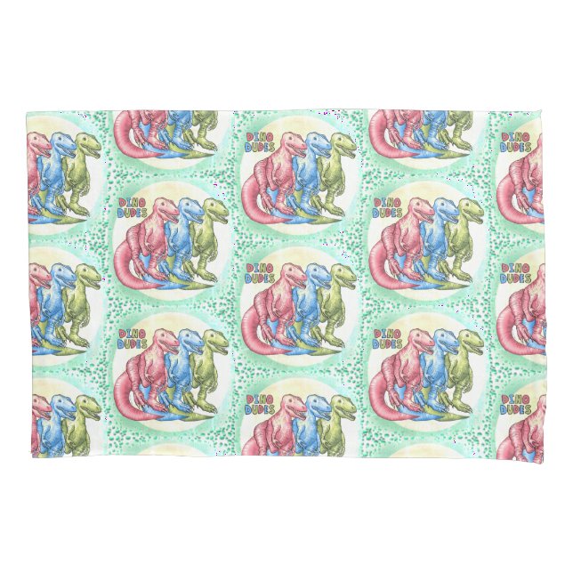 D'oreillers Housse de coussin Dinosaures Dino Dudes (devant)
