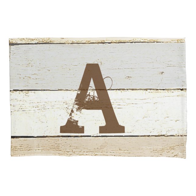 D'oreillers Housse de coussin en bois rustique et lettre (devant)