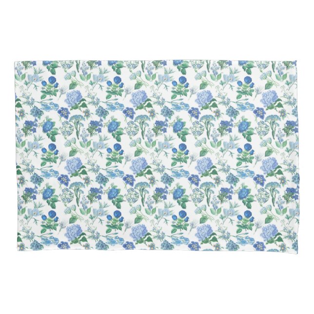 D'oreillers Housse de coussin Fleurs Bleues Vintage (devant)