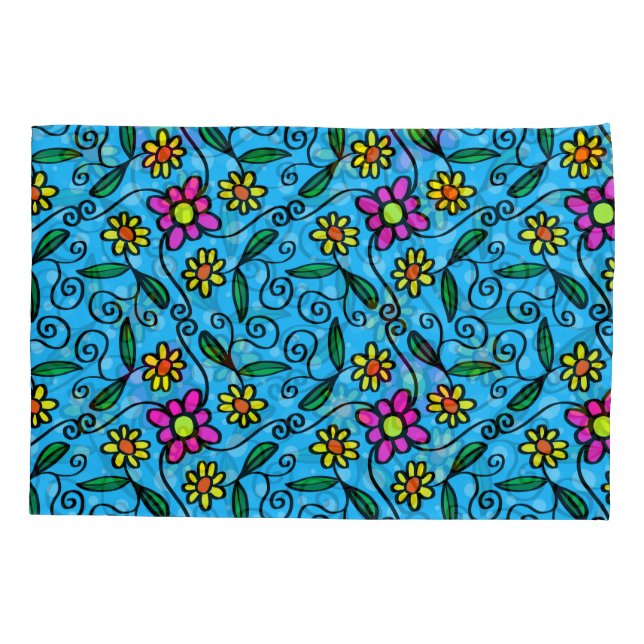 D'oreillers Housse de coussin florale abstraite (Dos)