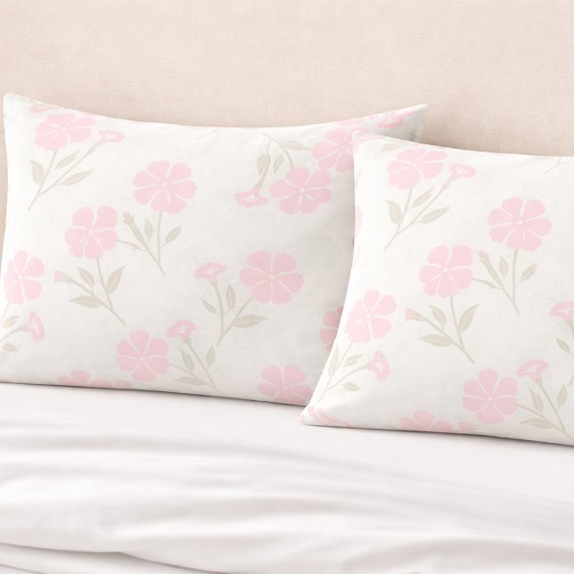D'oreillers Housse de coussin florale rose tendre (Close Up View)
