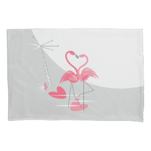 D'oreillers Housse de coussin Grande Lune Flamingo Love
