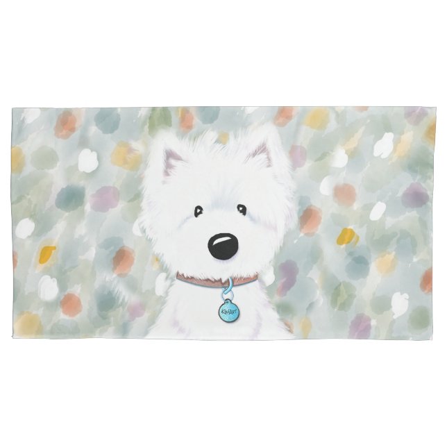 D'oreillers Housse de coussin KiniArt Westie Impressions (devant-gauche)