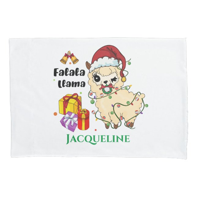 D'oreillers Housse de coussin lama de Noël (devant)