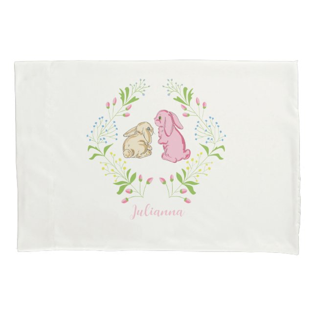 D'oreillers Housse de coussin lapin couronne enfant mignon (devant-gauche)