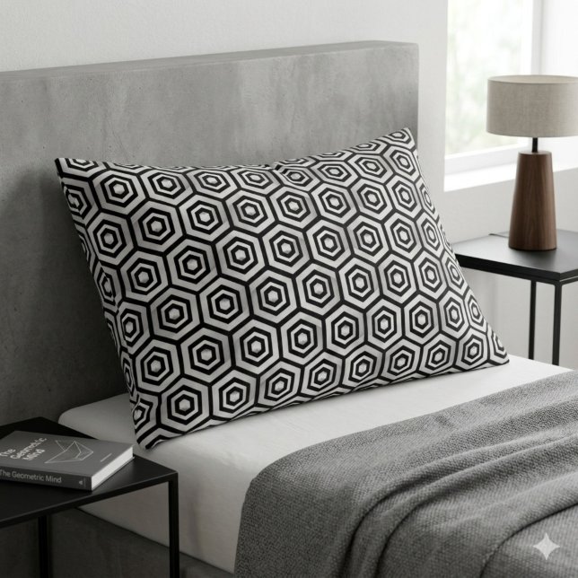 D'oreillers Housse de coussin noir blanc hexagone motif géomét (Créateur téléchargé)