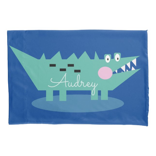 D'oreillers Housse de coussin nom d'alligator bleu (devant)