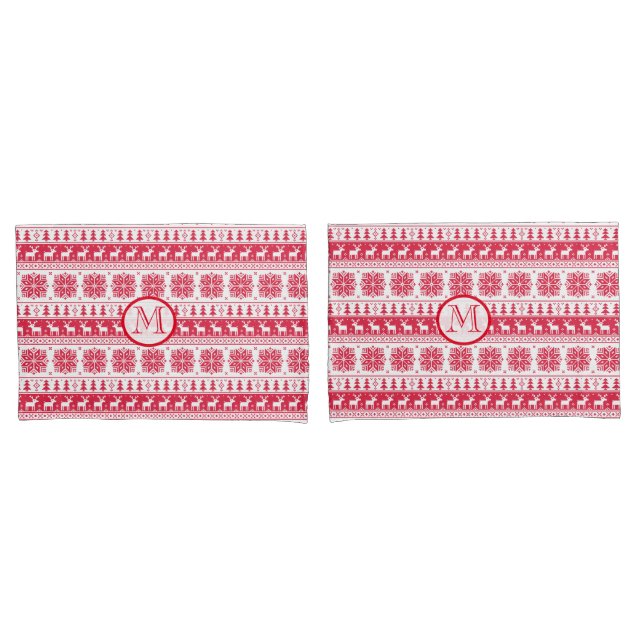 D'oreillers Housse de coussin rouge de Noël (devant-Set)