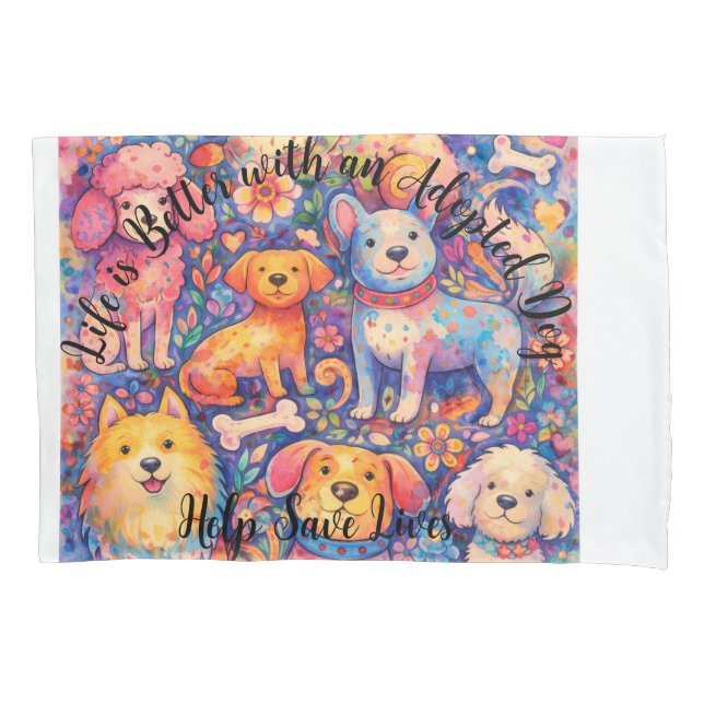D'oreillers Housse de Coussin Thème Chien Adopté - 20" X 30" (devant)