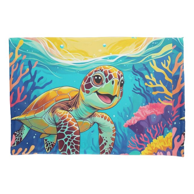 D'oreillers Housse de coussin tortue Boho australienne | Ensol (devant)