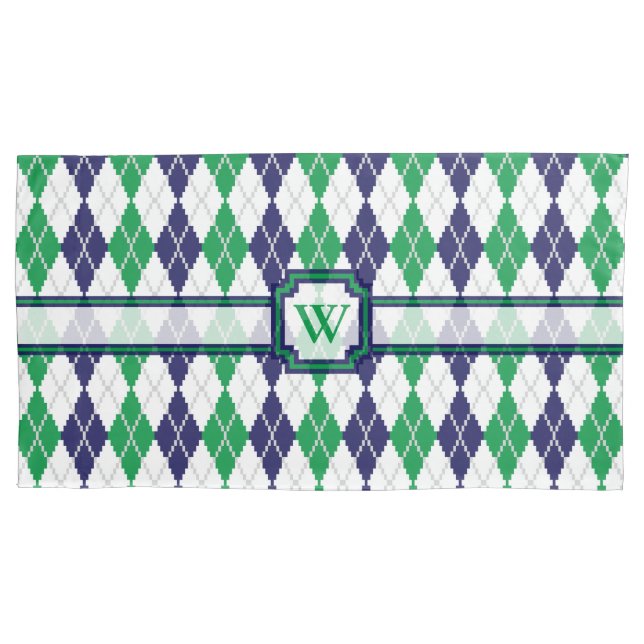 D'oreillers Sur la housse de coussin Argyle verte (devant)
