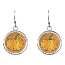 Citrouilles sur Feuilles rouille Boucles d'oreille