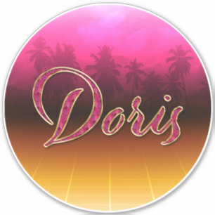 Doris prénom nom autocollant rose doré