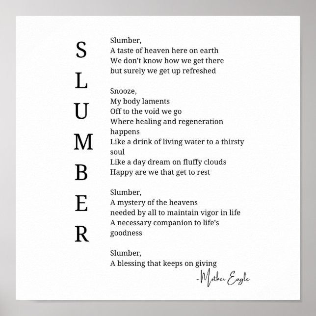 Dormir de bois temps de rêve poème poster art mur (Devant)