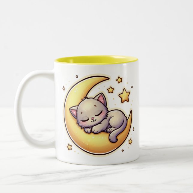 Dormir de chat sur la lune Mug (Gauche)